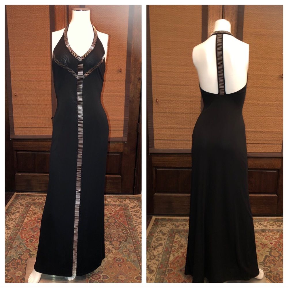 Bebe Beaded Black Maxi Dress